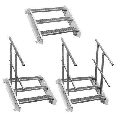 3 Stufen Stahltreppe Weiß Breite 60 - 160 cm Geschosshöhe 40 - 60 cm