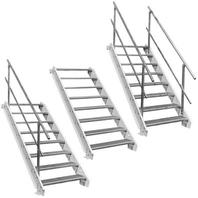 8 Stufen Stahltreppe Weiß Breite 60 - 160 cm Geschosshöhe 120 - 160 cm