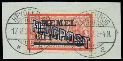 MEMEL 1921 Nr 41yIII zentrisch gestempelt Briefstück ATTEST X472D16