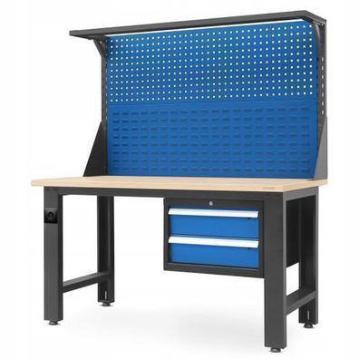 Werkbank mit Lochwand Werktisch Arbeitsplatte mit 2 Schubladen 150 x 170 x 75 cm
