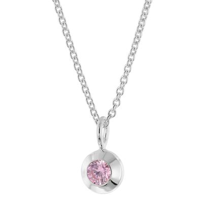 trendor Schmuck Damen-Halskette mit Rosa Zirkonia-Anhänger 925 Silber 31156-09