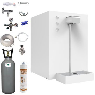 Premium Wassersprudler Sprudelwasser Gerät Anlage Flux 30 Plus weiss SET 6kg CO2