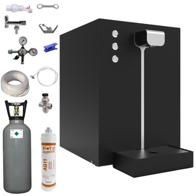 Premium Wassersprudler Sprudelwasser Gerät Anlage Flux 30 Plus schwarz & 6kg CO2
