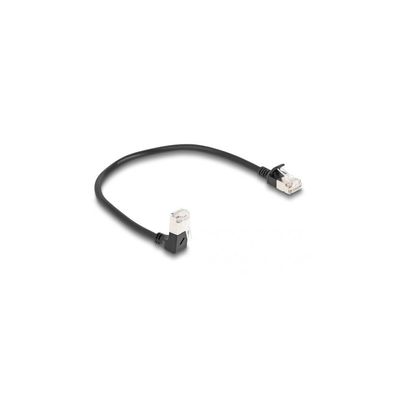 DELOCK RJ45 Netzwerkkabel Cat.6A S/FTP Slim 90°unten 0,25m s