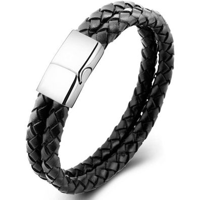 The double black braided leather bracelet Swater