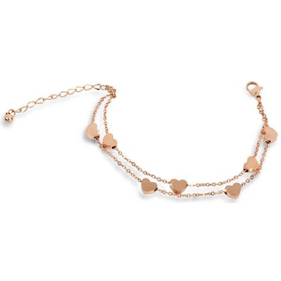 Heart bracelet made of pink gold-plated steel
