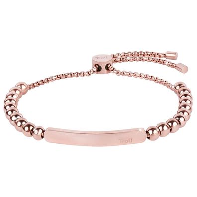 Pink gold-plated bracelet with steel beads