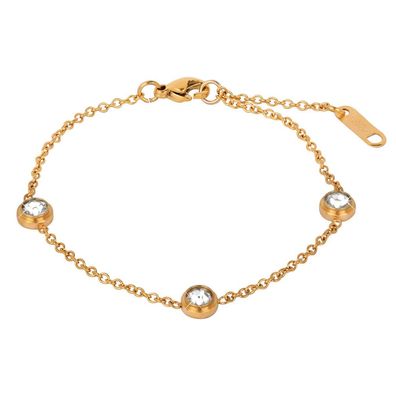 Gold-plated steel bracelet with glittering ornaments
