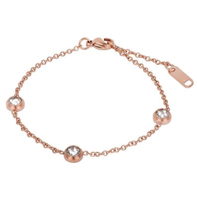Pink gold-plated steel bracelet with glittering ornaments
