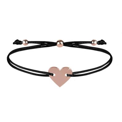 String Bracelet with Heart Black / Bronze