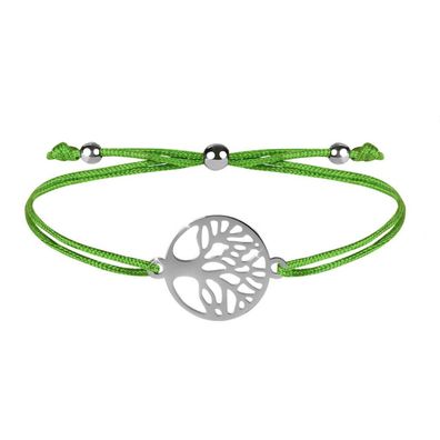 Corded Bracelet with Green / Steel Life Tree
