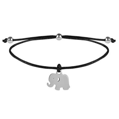 Drawstring Black / Steel Elephant Bracelet