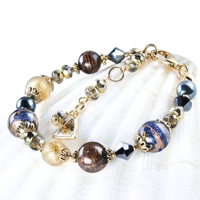 Amazing Egyptian Queen bracelet with Lampglas pearls with 24 carat gold BP28