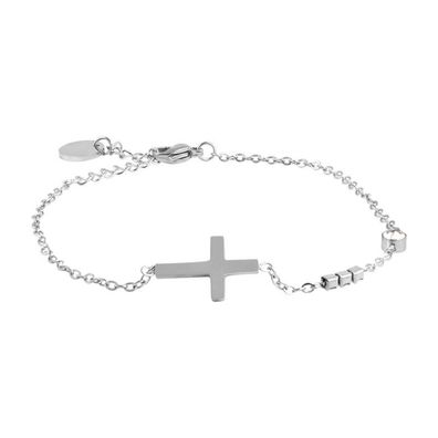 Minimalist steel bracelet with a cross VCBW024S