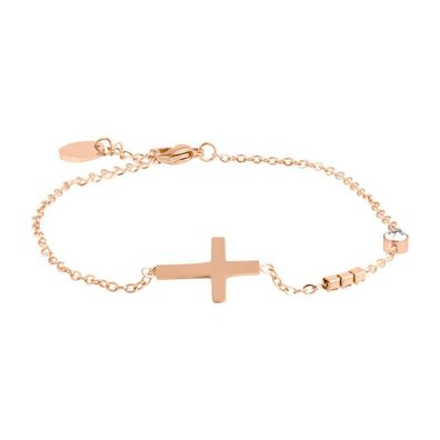 Bronze minimalist bracelet with a cross VCBW024RG