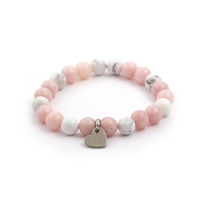 Jade and howlite bead bracelet MINK05 / 17