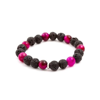 Beaded bracelet made of tiger eye and lava stone MINK20 / 17