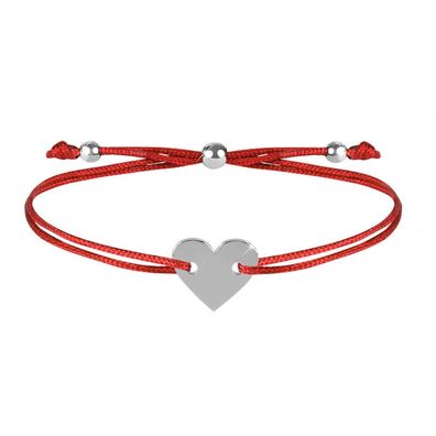 Corded Bracelet with Heart Red / Steel
