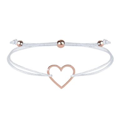 Corded bracelet with heart white / bronze