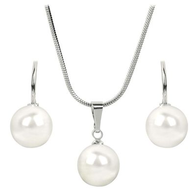 Elegant set of Pearl White necklaces and earrings