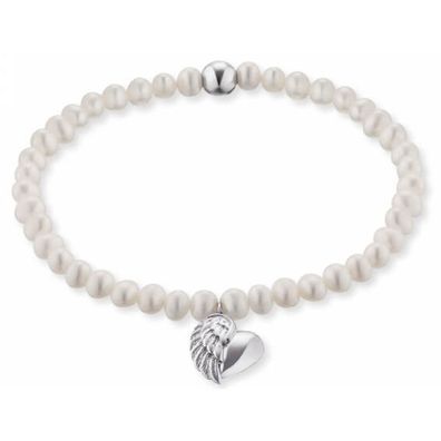 Pearl bracelet Heart with angel wings ERB-HEARTWINGPE