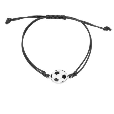 Black textile bracelet Soccer ball