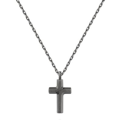 Stylish black necklace with a cross Backliner BBC06