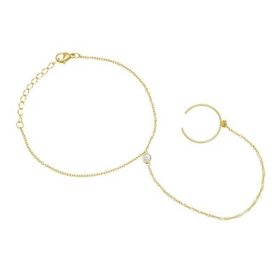 Fine gold-plated bracelet with zircons VSB6006G-PET