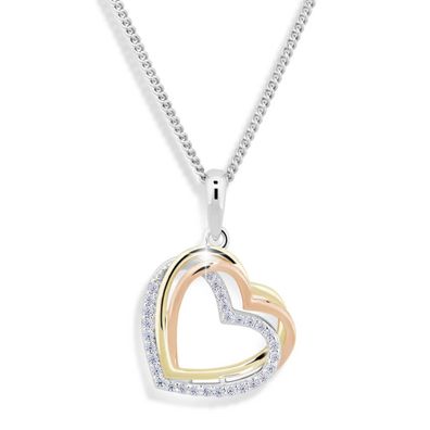 Heart tricolor necklace with zircons M43060
