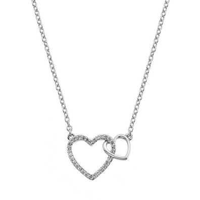 Silver necklace with genuine diamond Flora DP731