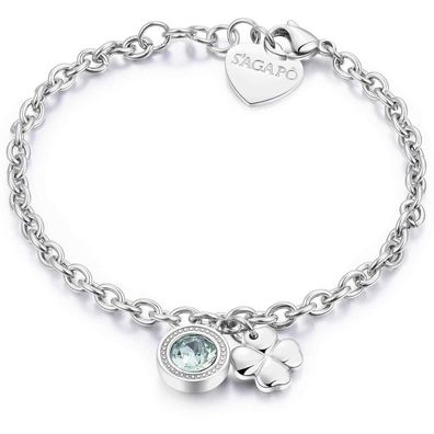 Steel bracelet with crystal and four-leaf clover Lucky Light SKT12