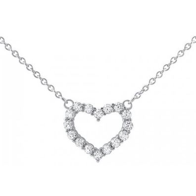 Silver heart necklace with zircons JJJN0685
