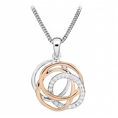 Stylish bicolor necklace with zircons SC406