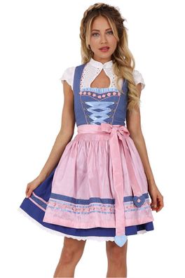 Krüger Dirndl Shiner 50er Länge hellblau rosa