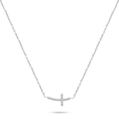 Silver necklace Cross with zircons NCL57W