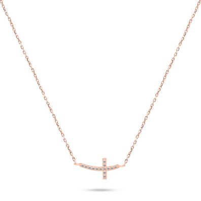 Bronze necklace Cross with zircons NCL57R