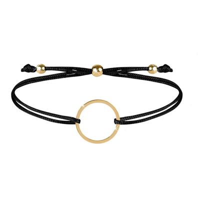 Kordelarmband mit schwarz/goldenem Ring