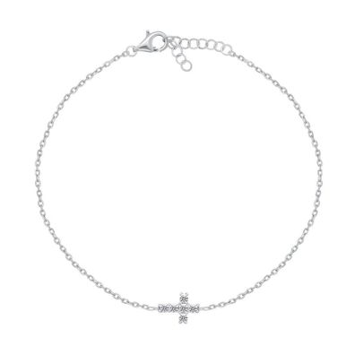 Ein dezentes Silberarmband mit einem Kreuz BRC96W