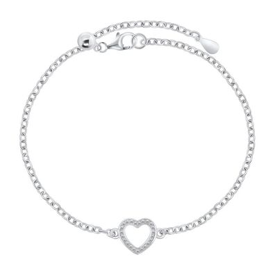 Charmantes Silberarmband Herz mit Zirkonen BRC80W