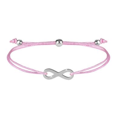 Kordelarmband mit Unendlichkeit rosa / Stahl