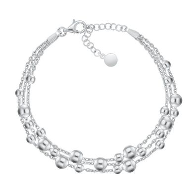 Dreifaches Silberarmband mit Perlen BRC117W