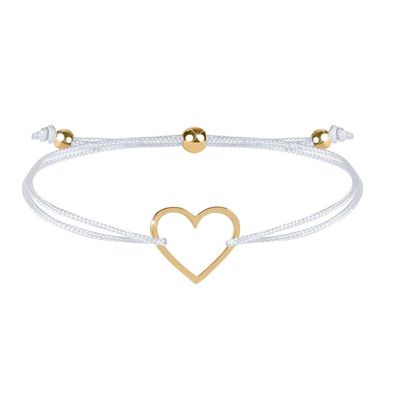 Kordelarmband mit Herz weiß / gold