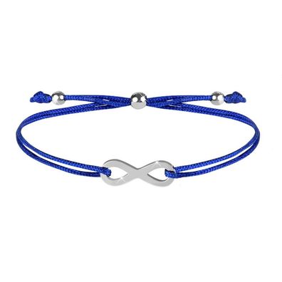 Kordelarmband mit Unendlichkeit blau / Stahl