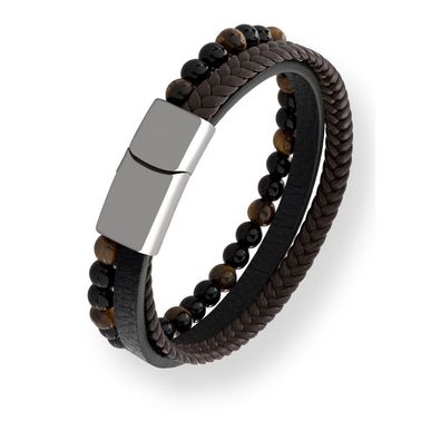 Designer Lederarmband mit Perlen Leder