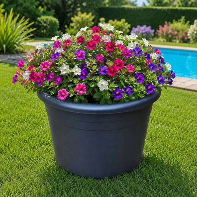 Siena Garden Blumentopf 15 - 20 oder 25 cm Durchmesser aus Kunststoff in anthrazit