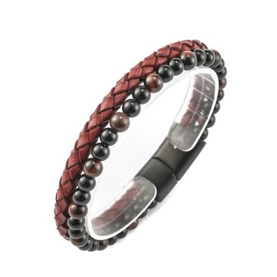 Original Lederarmband mit Perlen VSB002BR-PET