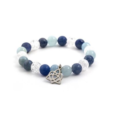 Perlenarmband aus Aquamarin, Aventurin und MINK40 / 17 Kristall