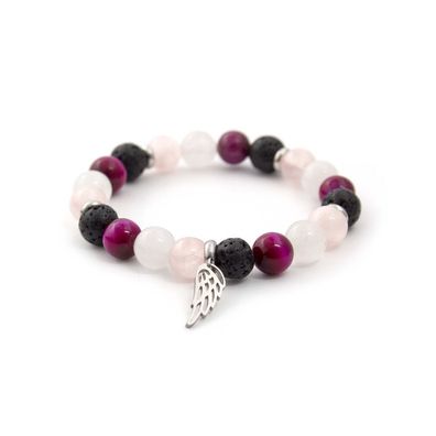 Perlenarmband aus Jadeit, Tigerauge und Lavastein MINK21 / 17
