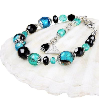 Mysteriöses Tiefsee-Armband mit Lampglasperlen mit reinem Silber BP11
