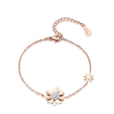Charmantes Bronze-Armband mit Blumen VSB006R-PET